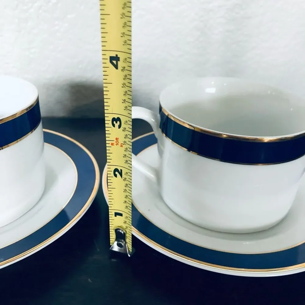 Crate & Barrel 4-pc Coffee Tea Cups Plates Set